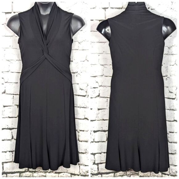 VTG JOSEPH RIBKOFF Fluid Knit Essential LBD Jersey Knit Dress Black Union US 10 - Picture 1 of 9